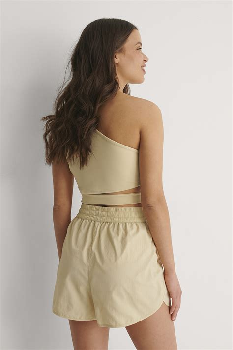 Sporty Mini Shorts Beige | na-kd.com