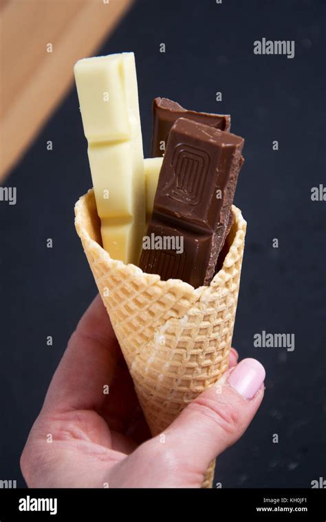 ice-cream wafer with chocolate Stock Photo - Alamy