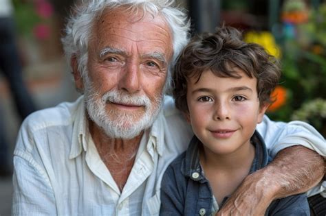 Premium Photo | An older man and a young boy are standing together