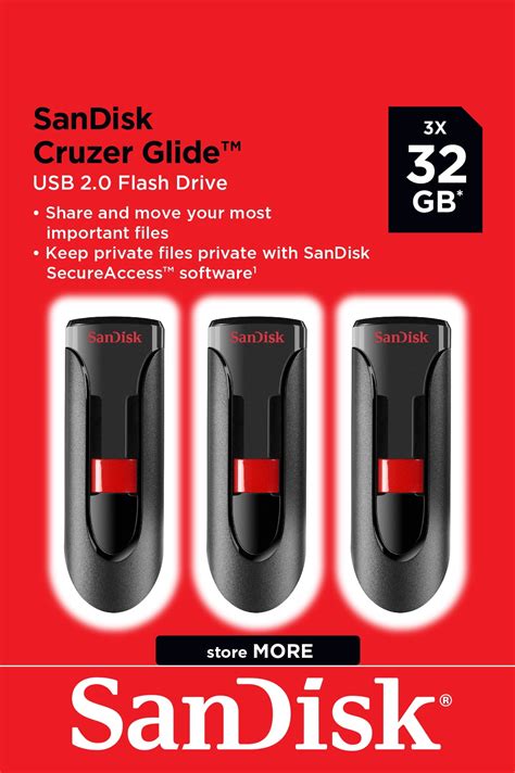 SanDisk 32GB Cruzer Glide USB 2.0 Flash Drive 3 Pack - SDCZ60-032G ...