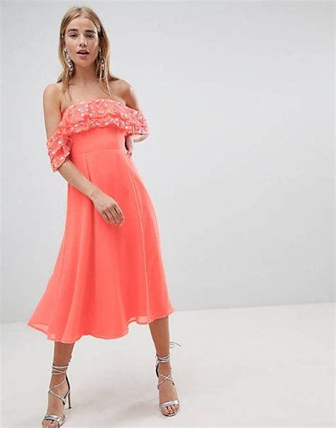Роскошное неоновое платье asos! 3d-декор на плечах! цветы! — ціна 540 ...