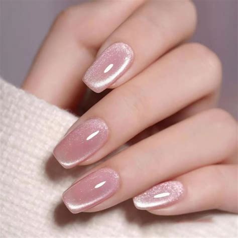 24pcs Cat's Eye Nail Art Press on Nails Uñas Postizas Cuadradas