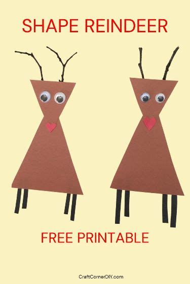Shape Reindeer Craft for Kids: Free Printable