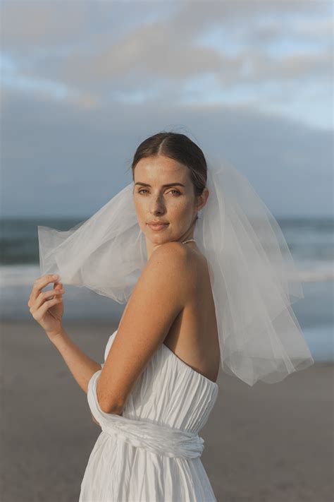Short Wedding Veil with Blusher | Sheer Tulle | Bridal Accessories