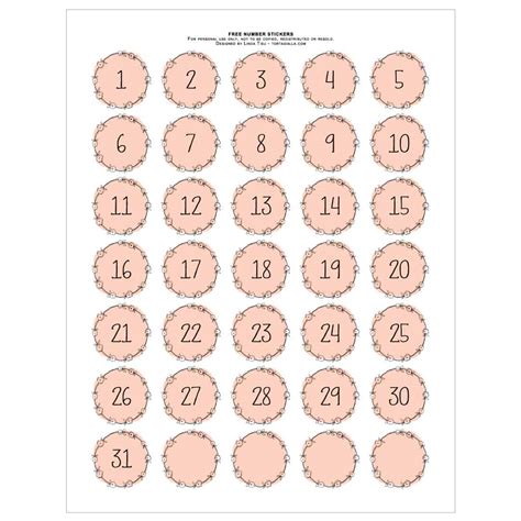 Printable Numbers - Pretty Pink Wreath Style - tortagialla