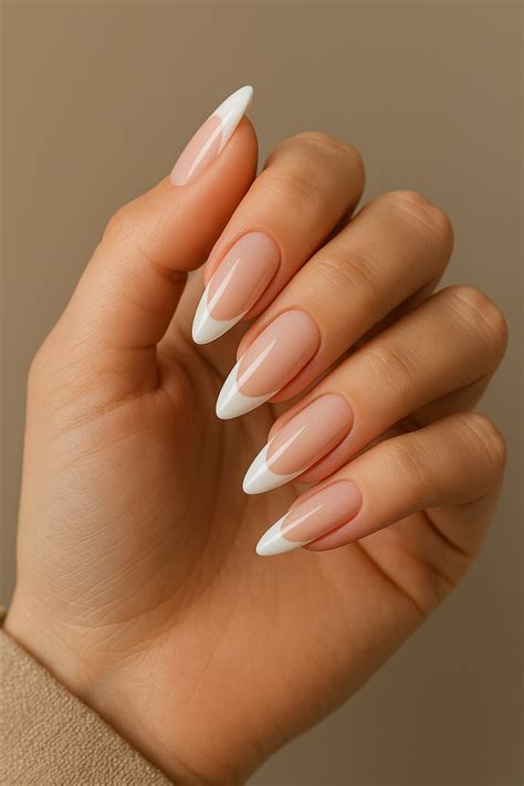 Unha Amendoada Francesinha Branca - Unhas Decoradas Delicadas Francesinha Amendoada Branca | Unhas ...