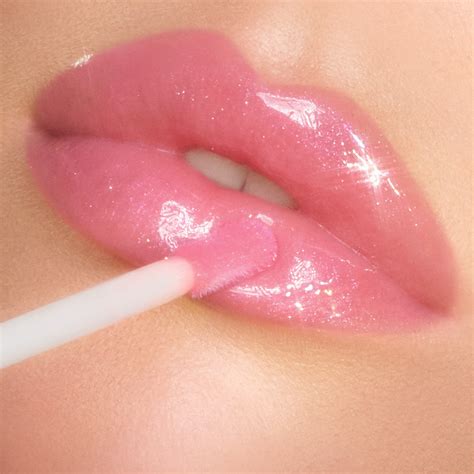 Pink Lip Gloss On Lips