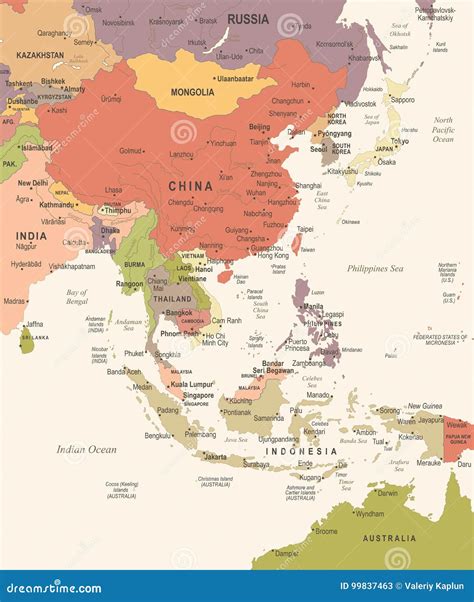 East Asia Political Map Cartoon Vector | CartoonDealer.com #83269451