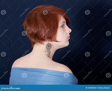 Portrait in einem Profil stockbild. Bild von blau, mädchen - 18385855