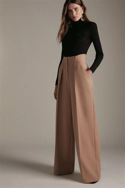 compact stretch high waisted wide leg pants karen millen artofit