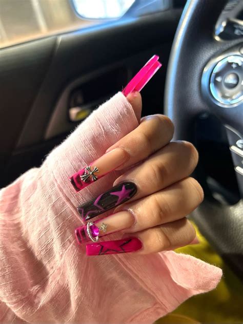 y2k cyber y2ktrendyalt Acrylic Toe Nails, Colored Acrylic Nails, Long ...