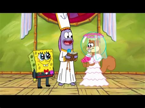 Sandy Og Spongebob Gifter Seg