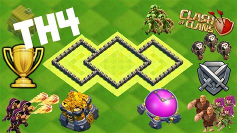 NEW TH4 BASE WITH COPY LINK | Town Hall 4 Base Design #2 - Clash of ...