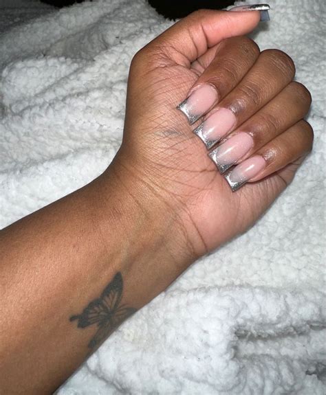 French Tip Chrome Nails for Short Nails