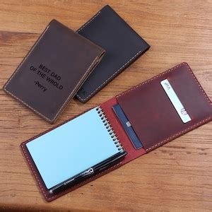 personalized genuine leather notepad cover   top spiral