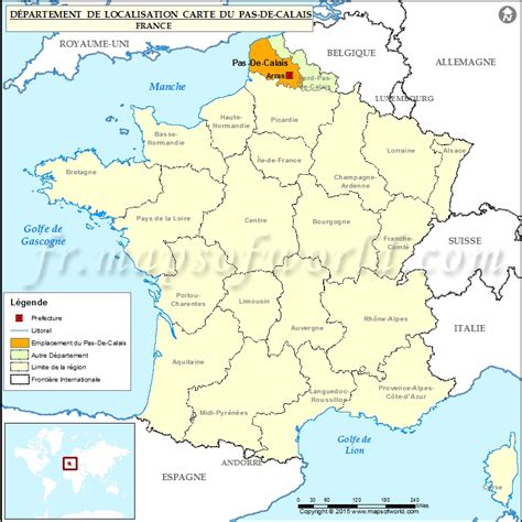carte de localisation de pas de calais departement pas de calais france