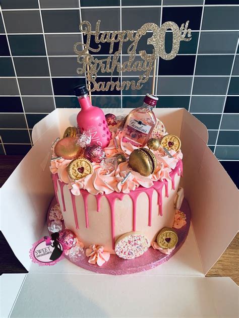 Pink gin drip cake | Alcohol birthday cake, 40th birthday cakes, Pretty ...