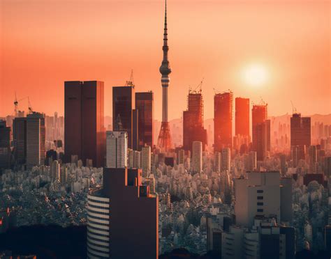 downtown tokyo sunset dekmark