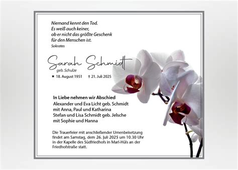 Traueranzeigen mit Blumenmotiven | den Tod anzeigen