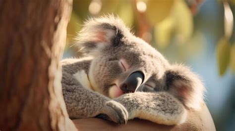 Premium AI Image | a koala bear sleeping on a tree