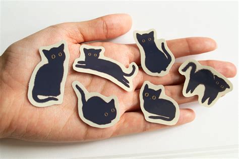 black cat sticker set cute stationary notebook  laptop stickers