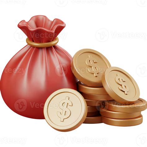 Red Money Bag Gold Coins Scattered 54570415 PNG