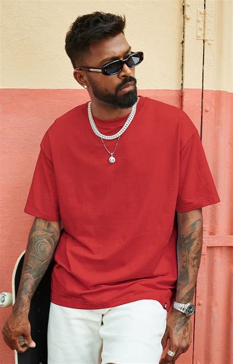 Men's Red Solid Oversized T-Shirt