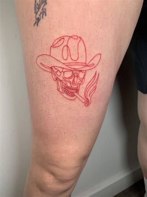 Continuous line cowboy skull, done by me! IG: @ethan.oberholzer : r/tattoo