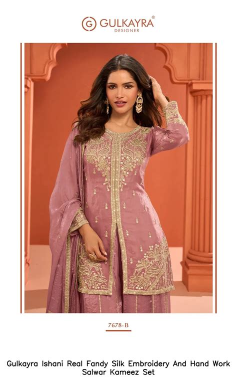 gulkayra ishani real fandy silk embroidery  hand work salwar kameez set