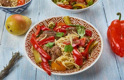 Uyghur laghman noodles stock photo. Image of vegetable - 127005676