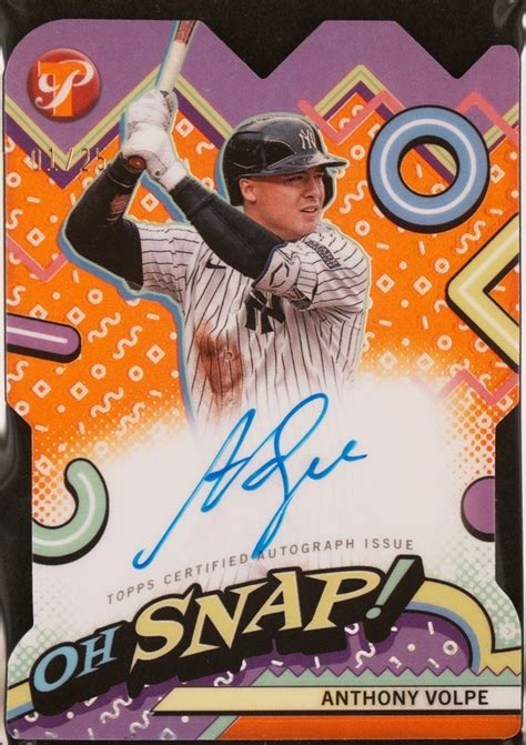 topps pristine  snap autographs anthony volpe osa av orange