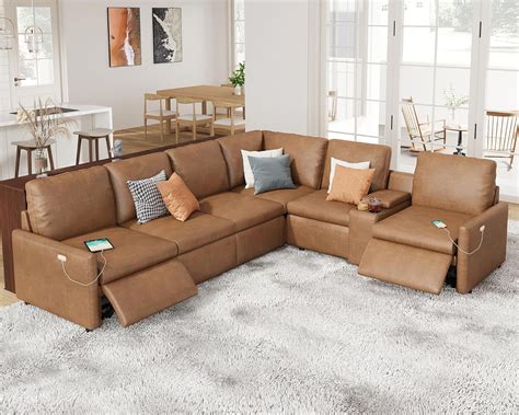 AMERLIFE Power Recliner, Reclining Sectional Sofa with Console& Dual ...