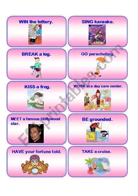 HAVE YOU EVER...? practice cards 1 / 2 - ESL worksheet by CHARMED ONE