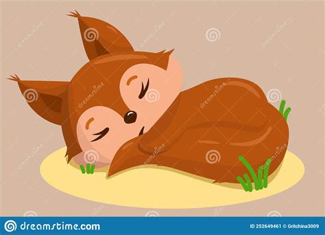 Cute Sleeping Squirrel. Funny Squirrel Baby Stock Vector - Illustration ...