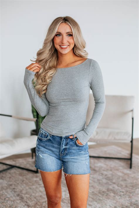 Wild Oak Boutique Brynn Ribbed Top - Heather Grey - Shop