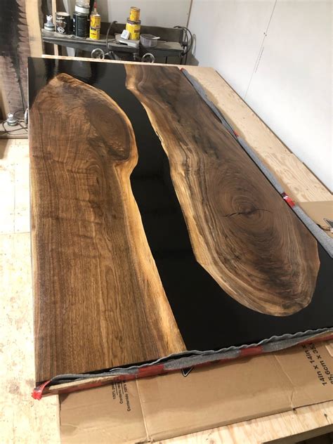 Black Walnut Epoxy River Barn Door 7ft x 3.5ft - Woodify Canada