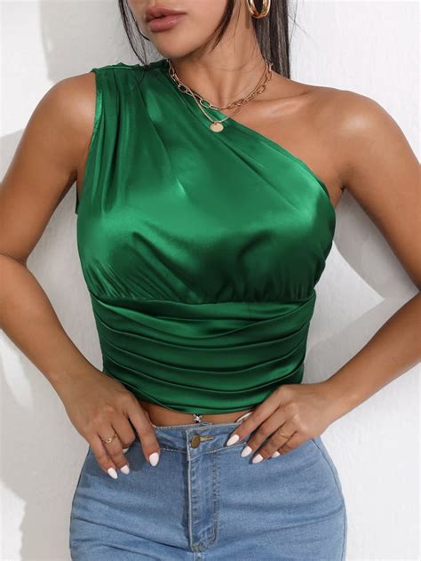shoulder ruched side crop top crop top outfits fashion dresss