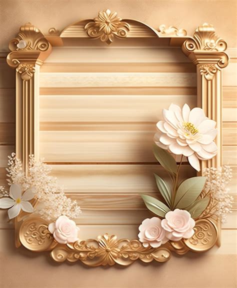 A wooden frame with flowers on it | AI-generated image