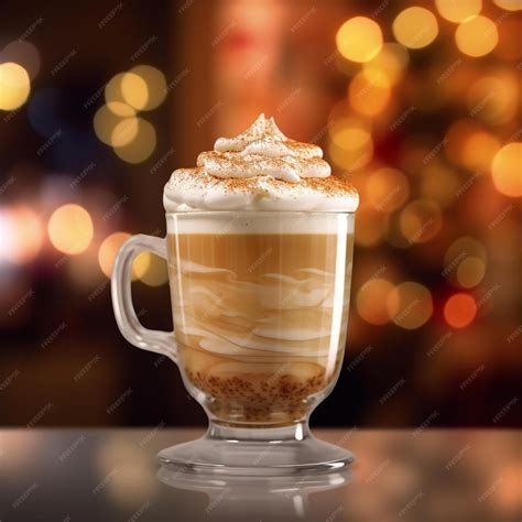 Premium Photo | A glass of appetizing spicy latte on a blurred
