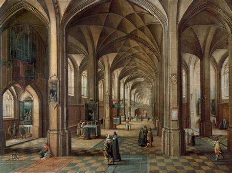 HENDRIK VAN STEENWYCK II Интерьер церкви с семьей на переднем плане ...