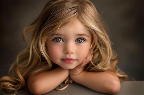 Premium Photo | Portrait of beautiful little girl with blond hair on ...