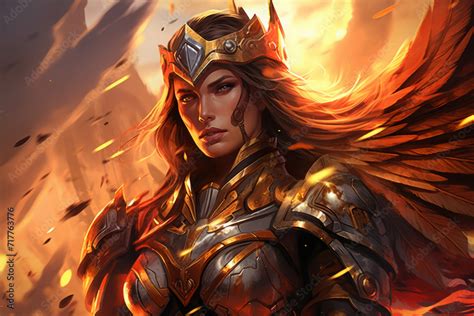 Valkyrie, a warrior maiden in armor and a helmet with wings. Norse ...