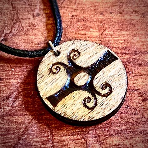 Cherokee Symbol for Strength Wood Engraved Pendant Satin Cord ...