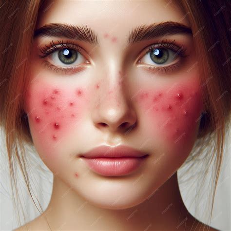 Illustration of Rosacea Symptoms on Womans Cheeks | Premium AI