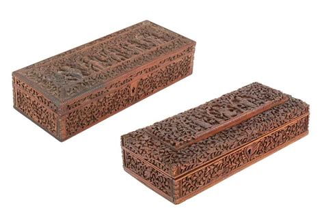 carved sandalwood boxes  hindu deities  devotees