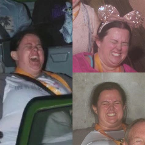 My mom looks like she’s giving birth on every attraction photo taken of