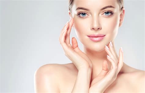 beautiful young woman  clean fresh skin touch  face facial