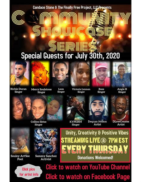 July 30th Special Guests for #CommunityShowcaseThursdays with Candace ...