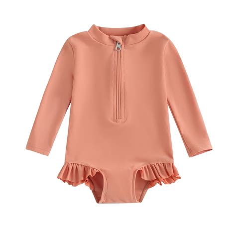 Bagilaanoe Toddler Baby Girls One-Piece Swimsuit Long Sleeve Zipper