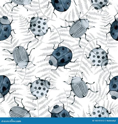 Blue Beetle, Wild Insect, Indigo Seamless Pattern, Wild Insects